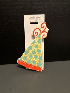 Floral Party Hat Cake Topper – Blue & Orange